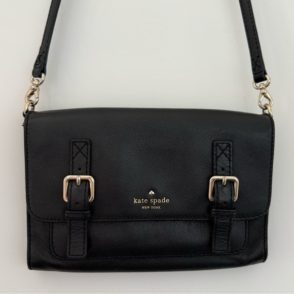Kate Spade black leather Allen Street Neil crossbody messenger clutch bag - Picture 3 of 7